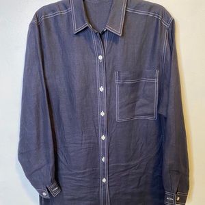 Vtg Doncaster linen shirt made in USA BUTTON UP Top